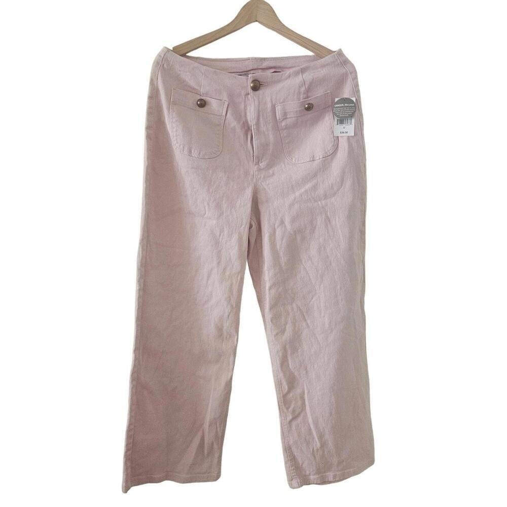 Ophelia Roe. NWT! Jeans Lightwash Wide Leg Highrise Cotton Blend. Size 12. - New